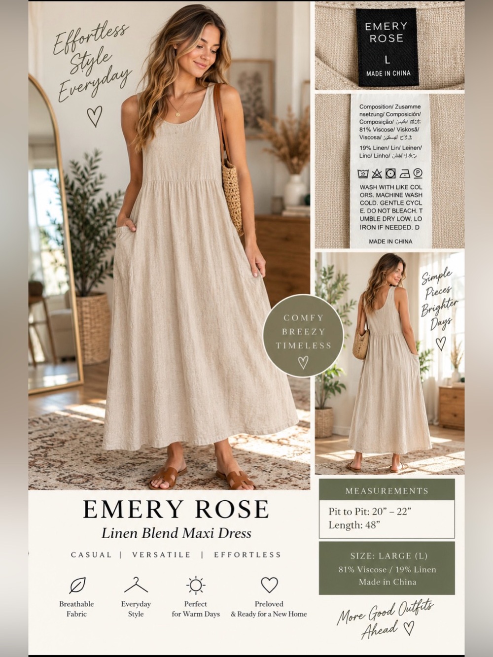 Emery Rose Linen Dress